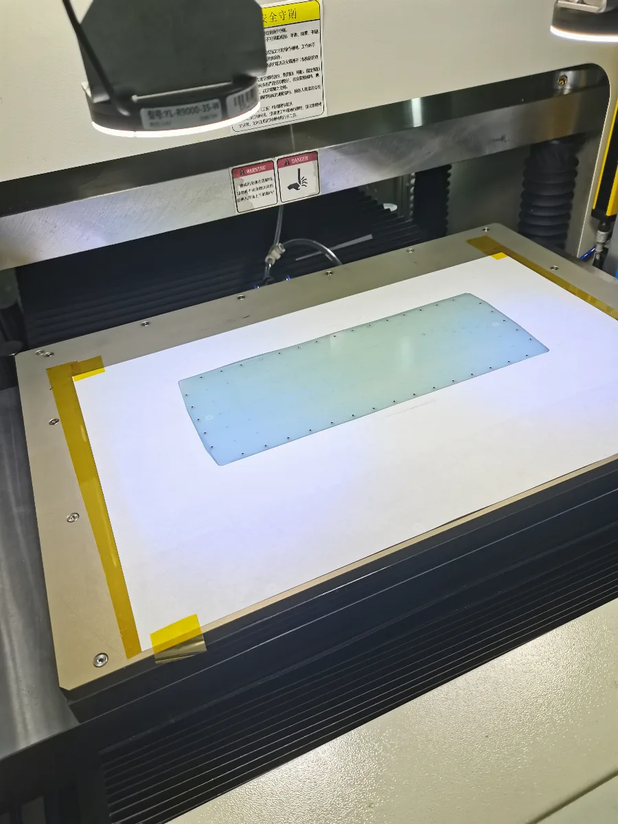 CCM membrane on the backlit cutting platform